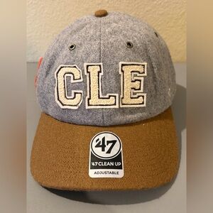 Stoney Clover Lane x Cleveland Browns ’47 Clean Up Hat Strapback Gray Tan NWT